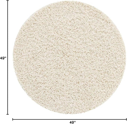 Unique Loom Solid Shag Collection Area Rug (4' 1" Round, Snow White)