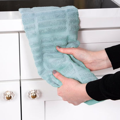 All-Clad Solid & Coordinate Kitchen Towels: Highly Absorbent, Super Soft Long Lasting 100% Cotton, 17" x 30" Tea Towels for Cleaning & Drying Dishes, Pans, Glassware, Countertops, 4-Pack, Rainfall
