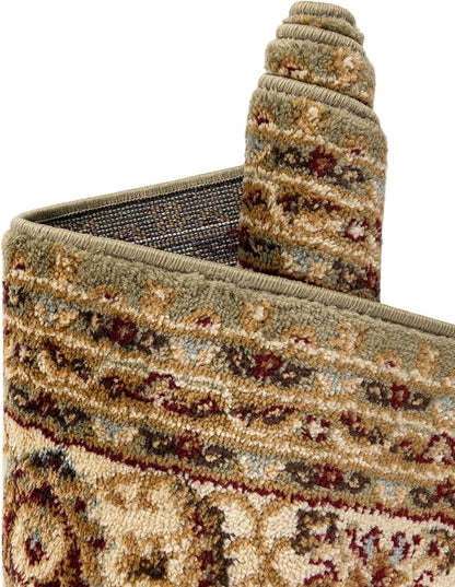 Rugs.com Aditi Collection Rug – 5x8 Oval Green Medium-Pile Rug Perfect for Living Rooms, Large Dining Rooms, Open Floorplans