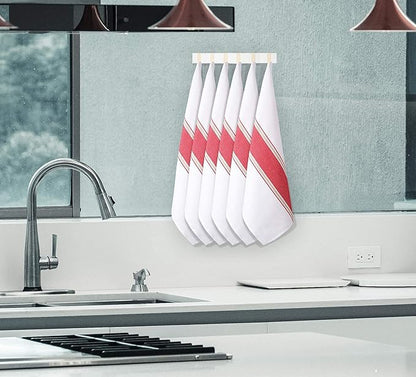 Goroly Home 100% Cotton Kitchen Dish Towel Set of 6 Pack, Highly Absorbent Quick Drying, Machine Washable and Reusable Ultra Soft Tea Towel with Hanging Loop for Cleaning Dishes, 20x28 Inch Red