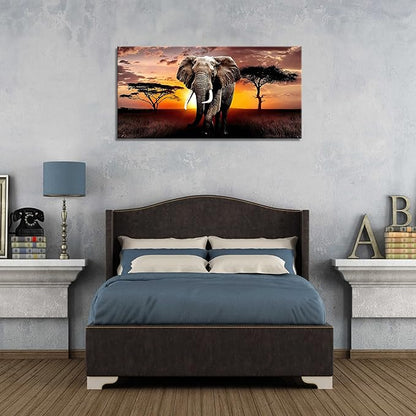 XXMWallArt FC3050 Canvas Wall Art Elephant Picture African Wild Animals Artwork Painting Print for Living Room Bedroom Kitchen Home and Office Wall Decor