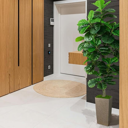 Artificial Fiddle Leaf Fig Tree 6ft, 6 Feet Large Tall Fake Plants Indoor with Modern Style Planter, Artificial Silk Tree for Home Office Living Room Decor Indoor, Lifelike & Lush (Champagne)