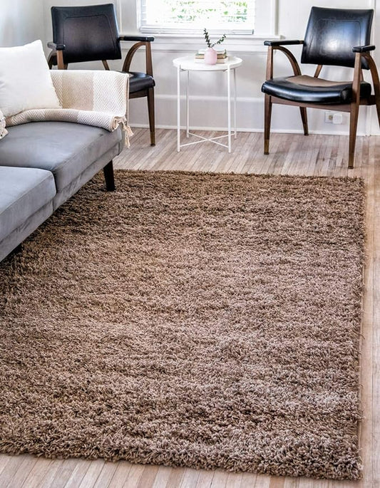 Unique Loom Solid Shag Collection Area Rug (3' 3" x 5' 3" Rectangle, Sandy Brown)