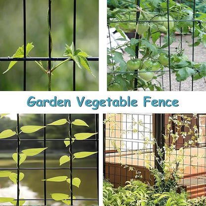 Black Metal Garden Fence, 48inch(H) x 100ft(L), 2 inch x 4 inch,12.5GA 2/3/4/5/6 Ft Tall Chicken Wire PVC Coated Welded Wire Mesh Roll for Dogs Border Yard Vegetable Plant Protection Poultry Netting