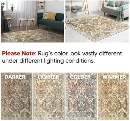 Keen Home Design 2x12 Rug - Machine Washable Runner with Non-Slip Backing, Ideal for Hallway, Entryway, Kitchen, Laundry Room - Vintage, Easy Clean, Durable, Low Pile Rug - (2'6" x 12')