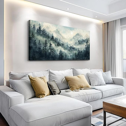 KELIYUAN Misty Forest Landscape Painting Wall Art Painting Modern Canvas Print Natural Landscape Art Pictures Living Room Dining Room Wall Decor Bedroom Office Home Decoration Aesthetics 20x40 In