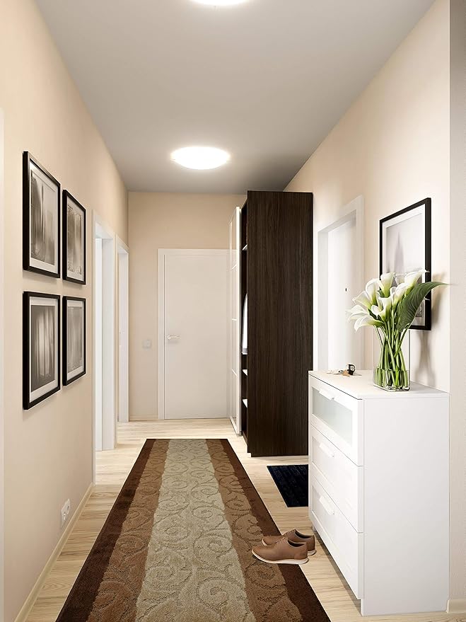 20 FT Brown Extra Long Hallway Runner Rug, Non Slip Washable Indoor Carpet 2'2" x 20' for Bathroom, Entryway, or Living Room! Farmhouse Floor Mat, Custom Lenght