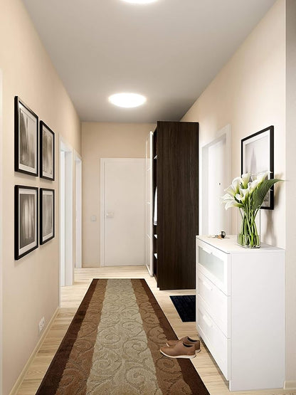 20 FT Brown Extra Long Hallway Runner Rug, Non Slip Washable Indoor Carpet 2'2" x 20' for Bathroom, Entryway, or Living Room! Farmhouse Floor Mat, Custom Lenght