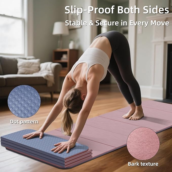 1/2 Inch Extra Thick Yoga Mat Pilates Equipment, 69"x24" Odorless Workout Mats for Home Gym, Non-slip Exercise Mats for Women Men Home Workout, Foldable Yoga Mats for Travel Camping Sleeping