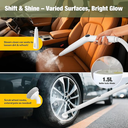Newbealer Heavy-Duty Steam Cleaner for Home, Stainless Steel Boiler, Steam Mop with 20-Piece Accessories, Max 5 Bar, Multi-Purpose Steamer for Floors, Cars, Furniture, Upholstery, and More