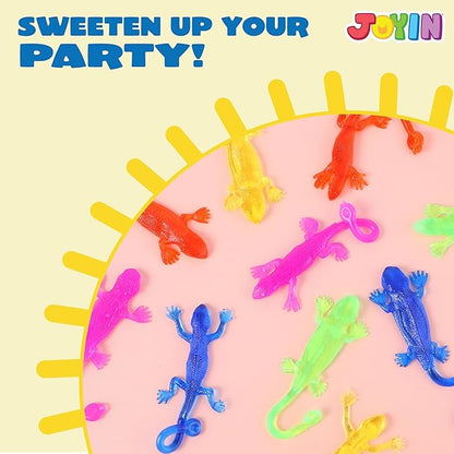 JOYIN 48Pcs Sticky Lizards Party Favors, Party Table Favors Set for Kids, Holiday Traditions, Classroom Treasure Box, Carnival Prizes, Bulk Pinata Stuff Mini Toys, Valentine goodie bags for Kids