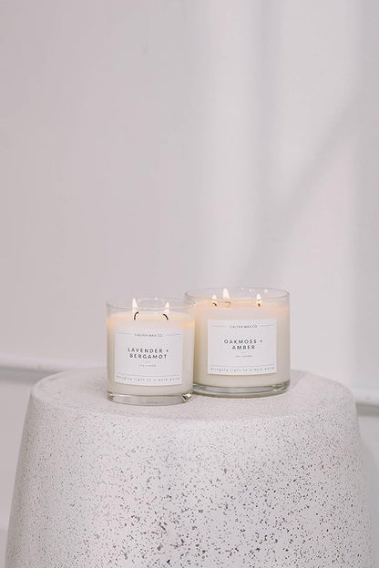 Calyan Wax Co. Vetiver & Tonka 3 Wick Scented Candle - 43 Hour Burn - Luxury 3 Wick Soy Candles - Non Toxic Soy Wax Candles - Long Lasting Large Glass Jar Candle for Home - 14.9oz