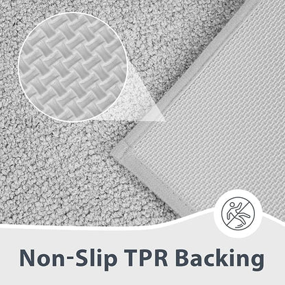Bathroom Rugs U-Shaped 20" x 24", Non-Slip Extra Soft Absorbent Bath Rugs, Machine Washable Quick Dry Bath Mats for Toilet Base, Light Grey & Grey