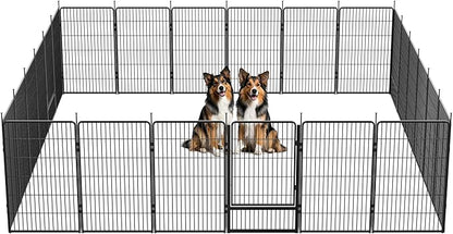 SunsGrove Dog Playpen Outdoor, Heavy Duty 45 Inch 24 Panels Dog Playpen for Large Dogs, Free and Safe Play Dog Fence Indoor, Black