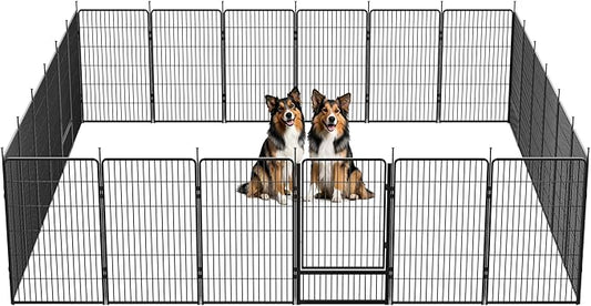 SunsGrove Dog Playpen Outdoor, Heavy Duty 45 Inch 24 Panels Dog Playpen for Large Dogs, Free and Safe Play Dog Fence Indoor, Black