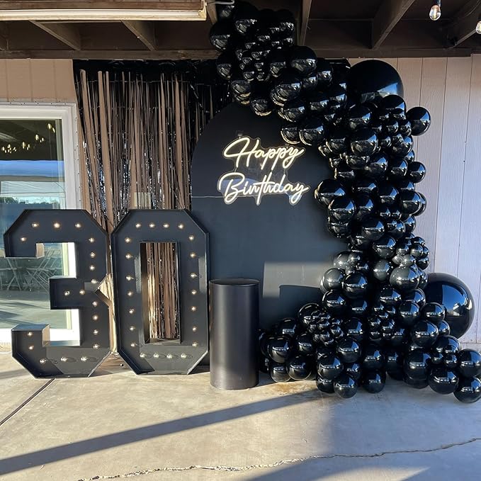 Black Balloons 12 Inch, 50Pcs Black Balloon Matte Black Latex Balloons for Arch Black Party Helium Balloons for Birthday Wedding Baby Shower Halloween New Year Graduation Party Decorations