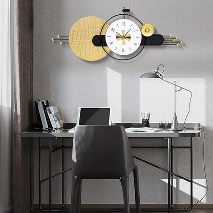 47x19 Inches Large Modern Silent Wall Clock Battery Operated, Non-Ticking Quartz Decorative Analog Clocks for Living Room, Bedroom, Hallway - Minimalist Home & Office Decor, Easy to Read