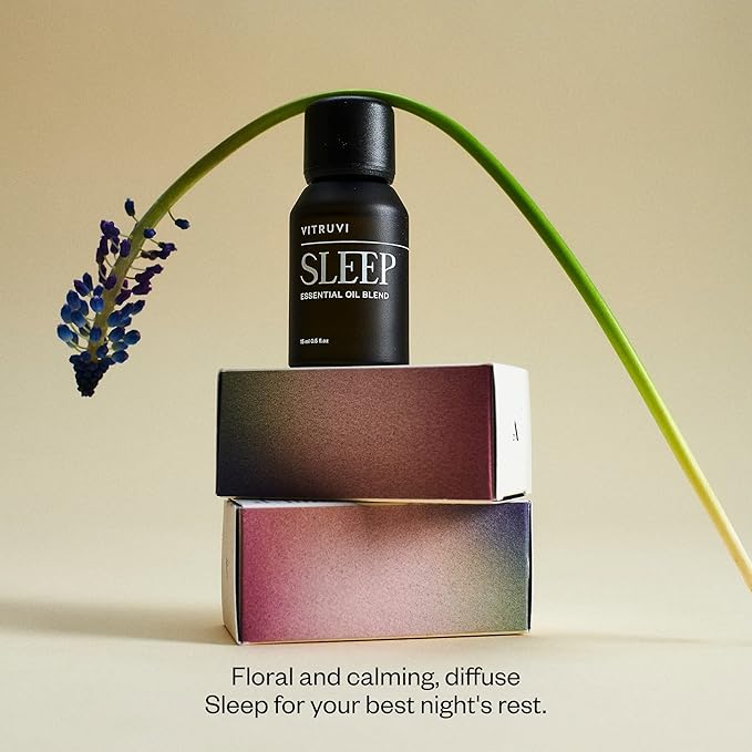 Vitruvi Sleep, Soothing Essential Oil Blend, 100% Pure Lavender, Frankincense, Ylang Ylang, Roman Chamomile, and Vetiver Oil (0.5 fl.oz)