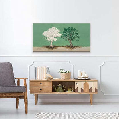 White And Green Canvas Art Wall Decor Tree Of Life Wall Art Decoration Modern Home Wall Decor Abstract Wall Art For Bedroom Living Room Apartment Kitchen Bathroom Office 20x40 Inch