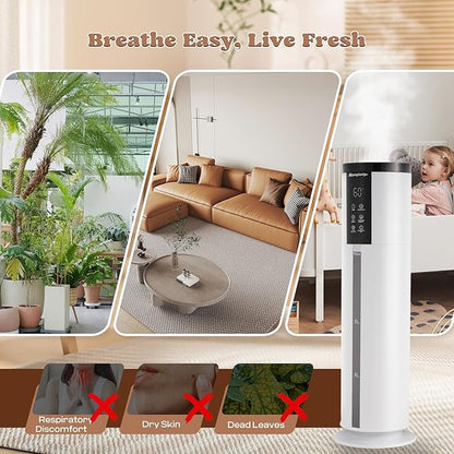 Moongiantgo 12L/3.17Gal Humidifiers for Large Room 500 sq.ft, 350ML/H Mist Output Cool Mist Humidifier with 4 Mist Modes&24H Timer, Quiet Humidifier with Aromatic Diffusion for Home Bedroom Baby Plant