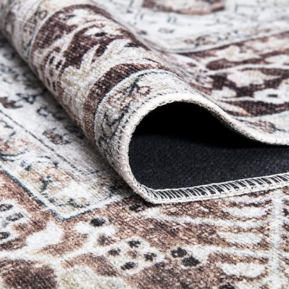 Bloom Rugs Caria Washable Non-Slip 8x10 Rug - Beige/Brown Traditional Area Rug for Living Room, Bedroom, Dining Room, and Kitchen - Exact Size: 7'8" x 10'