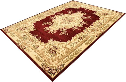 Rugs.com Chateau Collection Rug – 7x10 Red Medium-Pile Rug Perfect for Bedrooms, Dining Rooms, Living Rooms