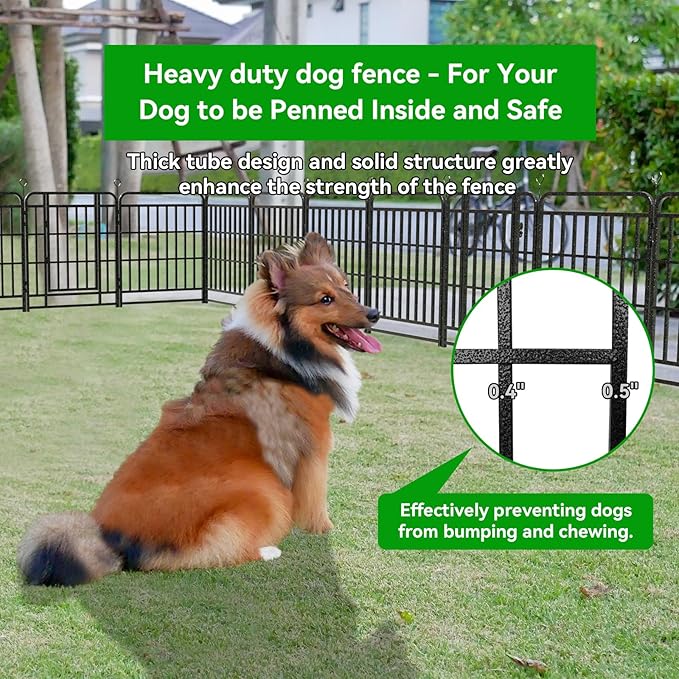 24 Panels No Dig Garden Fence 54 ft(L) X 32 in(H) Animal Barrier for Yard, Patio, Garden Borders, Outdoor Decorative Fencing with Thick Pipe Metal Panels