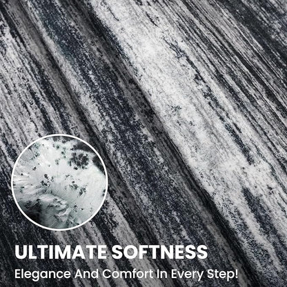 2x5 Modern Abstract Runner Rug for Hallways, Black Super Soft Hallway Decor Kitchen Rugs with Non-Slip, Non-Shedding Washable Rug for Hallways Entryway Bedroom Indoor