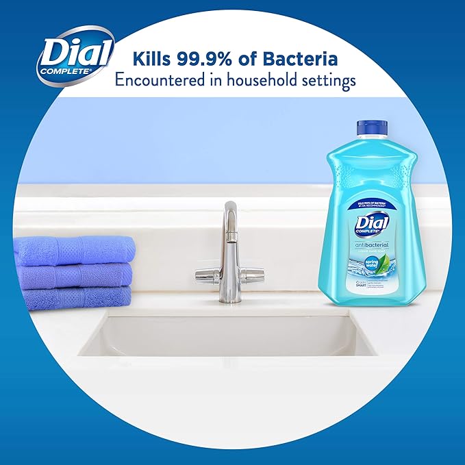 Dial Complete Antibacterial Liquid Hand Soap Refill, Spring Water, 52 fl oz (3 count) (Pack of 2)