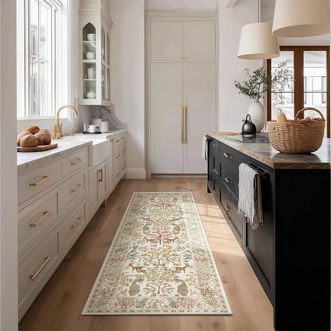 Runner Rug Washable Kitchen Runner: 2'x 6' Hallway Runner Rugs Stain Resistant Non Slip Low Pile Soft Carpet Runner Rugs for Entryway Hallways Bedroom Indoor Laundry Room Farmhouse