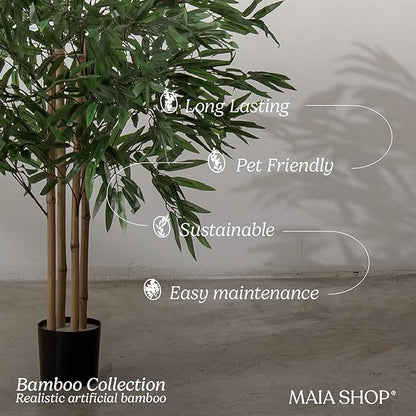 Maia Shop 5ft Artificial Bamboo Tree Plant for House, Apartment or Office – Realistic Fake Indoor Plants for Living Room, Bedroom, Bathroom, Entryway or Patio – Faux Greenery for Home Décor