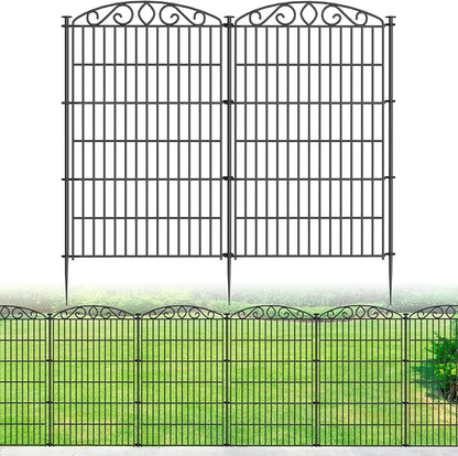 Decorative Garden Fence 6 Panel - 42in H x 12.78ft L, No Dig Rustproof Metal Tall Animal Barrier for Dogs Rabbits, Outdoor Border for Yard, Patio, and Flower Beds