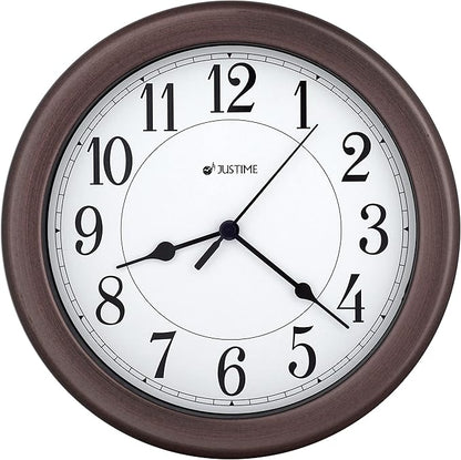 JUSTIME 8.5 inch Water Resistant Wall Clock for Bathroom Clock for Wall Decor Small Space Kitchen Clocks Office Boat RV Battery Operated Silent Non Ticking