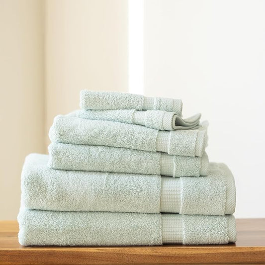 SALBAKOS 100% Turkish Cotton 6-Piece Towel Set | Heirloom Quality Hotel & Spa Collection | Soft, Absorbent 2 Washcloth, 2 Hand, 2 Bath Towel Sets | Made in Turkey (Seafoam Green, 6 Piece Towel Set)