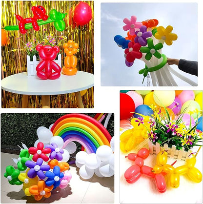 260 Balloons, Thickening Long Balloons for Tying Balloon Arch, Twisting Latex Animals Magic Modeling Skinny Birthday Balloons for Kid‘s Party Wedding Decoartion 100pcs （White）