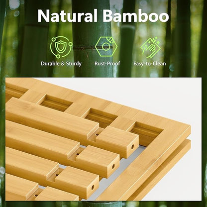 Bamboo Shoe Rack for Closet 2 Tier, Space-Saving Stackable Shoe Organizer for Entryway, Dorm, Garage, Natural