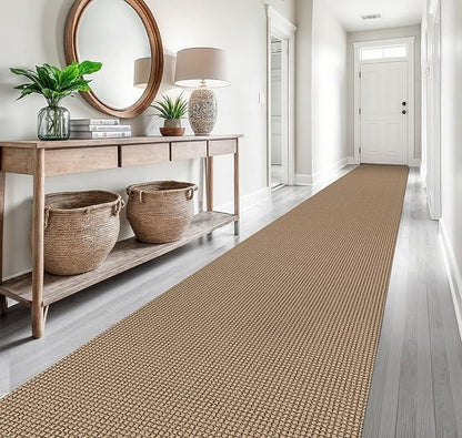 EARTHALL Runner Rug 3x20 Ft Washable Runners for Hallways Extra Long Woven Non Slip Entryway Runner Braided Kitchen Runner Indoor Outdoor Carpet Runners for Hotels, Officel, Stair, Orange/Tan/Brown