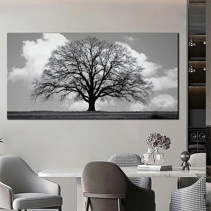 Trogonup Black and White Tree of Life Wall Art for Bedroom Modern Botanical Landscape Pictures for Living Room Office Canvas Prints Ready to Hang 24"x48"
