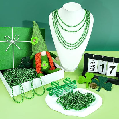SHAOQINLIN 100 PCS St. Patricks Day Beads Necklace, 30.5" Green Oval Beads Irish Saint Patrick's Necklaces Christmas Necklace for St. Patricks Day Mardi Gras Xmas Parade Throws Party Favors