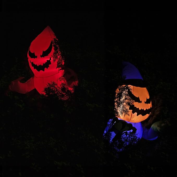 Sunnydaze Pumpkin Jack and Haunted Harold Inflatable Halloween Decoration for Window with Lights - Indoor or Outdoor Use