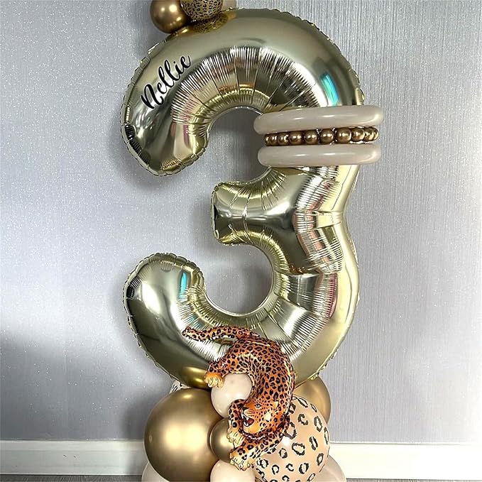 40'' Champagne Gold Number 7 Balloon, Self Inflating Foil Number Balloons Set 0-9, Light Gold Digital 7 Helium Balloon for Girls Boys 7th Birthday Graduation Party Decorations Anniversary Supplies