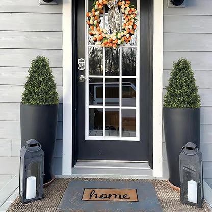 30" Boxwood Topiary Trees Artificial Outdoor Set of 2, UV Resistant Faux Plants for Front Porch Planters, Realistic Cone-Shaped Fake Bushes & Shrubs, 2.5ft Evergreen Decoration