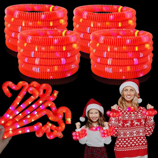 12-24 PCS Red Glow Sticks Party Favors for Kids, LED Light Up Necklaces Bracelets Accessories for Toddlers, Glow Birthday Valentines Day Mardi Gras Party Supplies Decorations for Boys Girls