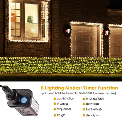 BlcTec Christmas Net Lights, 200 LED 8.4ft x 5.2ft Outdoor Christmas Lights with 8 Modes, Timer, Connectable, Waterproof Design for Trees, Bushes, Shrubs Outdoor Christmas Decorations, Warm White