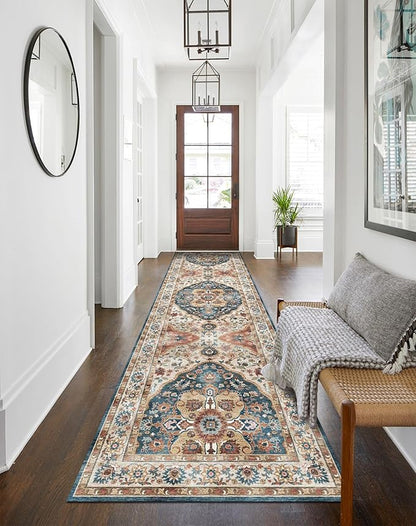 vivorug Runner Rug 2'x8' Vintage Washable Non-Slip Runners for Hallways Kitchen Entryway Laundry Room Carpet Hallway Runner Beige