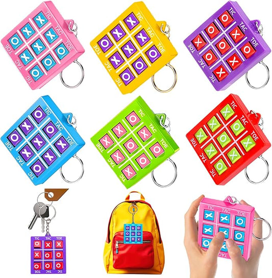 24PCS Tic Tac Toe Game Birthday Party Favors Valentines Goodie Bags Stuffers for Kids 3-5 4-8 8-12 Classroom Treasure Chest Carnival Prize Box Toys Bulk Keychain Pinata Filler Return Gift for Girl Boy
