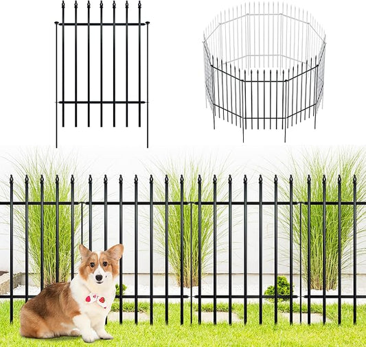 ARIFARO Decorative Metal Garden Fence 28" high x 22" Wide 5 Pack, Animal Barrier for Dog Pet,Border Garden Fencing for Outdoor Patio Lawn Yard Flower Bed