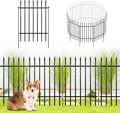 ARIFARO Decorative Metal Garden Fence 32" high x 24" Wide 5 Pack, Animal Barrier for Dog Pet,Border Garden Fencing for Outdoor Patio Lawn Yard Flower Bed