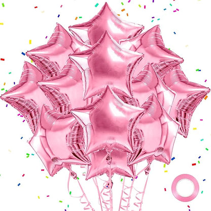 Pink Graduation Balloons Star Balloons Pink Foil Balloon Set Mylar Helium Metallic 12pcs 18 Inch Birthday Decorations Room Decor Class of 2025 Party Decorations Baby Shower Anniversary Wedding