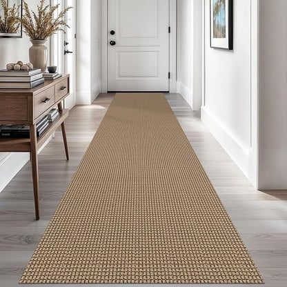 EARTHALL Woven Runner Rug 2.6x10 Ft Washable Runners for Hallways Long Non Slip Rubber Backed Kitchen Runner Braided Indoor Floor Carpet Runners for Entryway, Hallway, Kitchen, Orange/Tan/Brown
